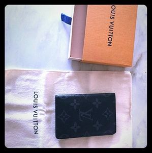 Louis Vuitton black w/ gray wallet
